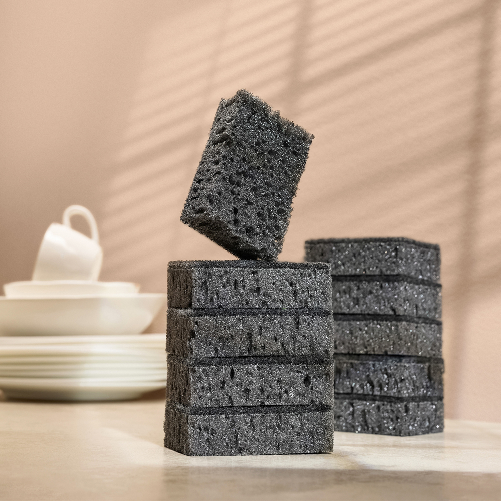 Набор губок для мытья посуды "Гармония черного" 9,8x6,6x3,0см, 10шт - #10