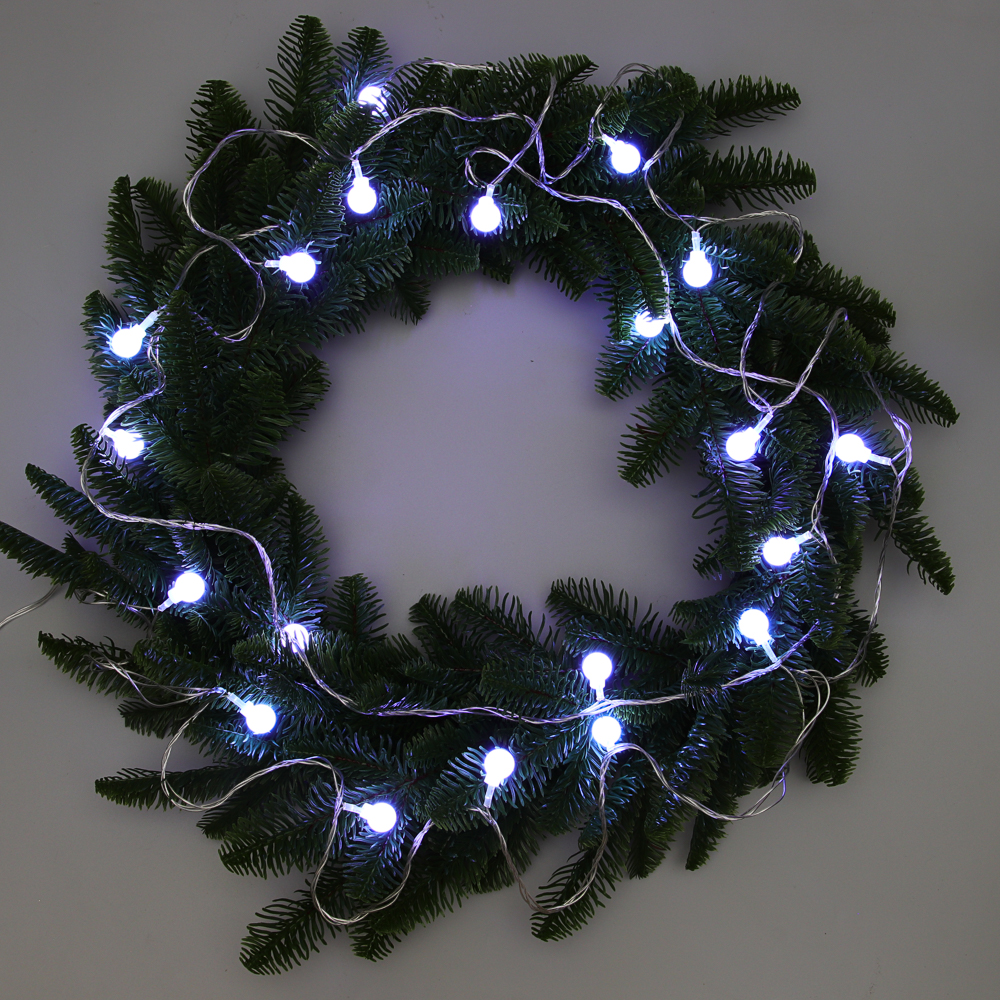 СНОУ БУМ Гирлянда эл. вьюн 4м, 20LED, шар 1,6см, белый, пост. свечение, ПВХ прозрачный, 220В - #8