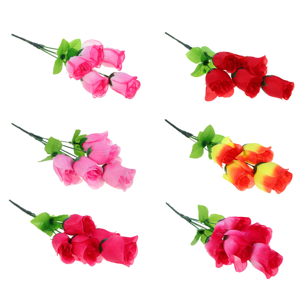 LADECOR Букет искусственных цветов в виде бутонов роз, 30-35 см, 6 цветов - #1