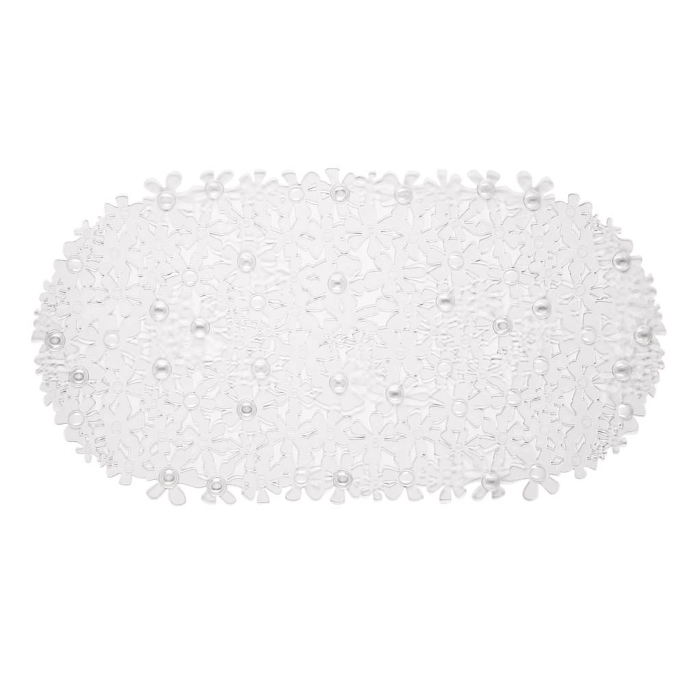 Коврик противоскользящий в ванную Цветы, ПВХ, 66смх35см, прозрачный - #1