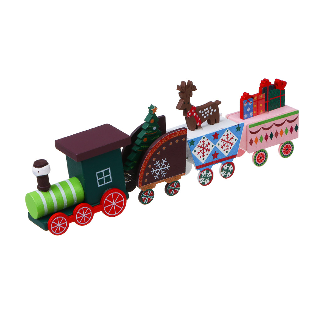 СНОУ БУМ Декор новогодний "Паровозик" 18,5-19,5х2,5х4,5-6,5см, МДФ, сталь, 3 дизайна - #2