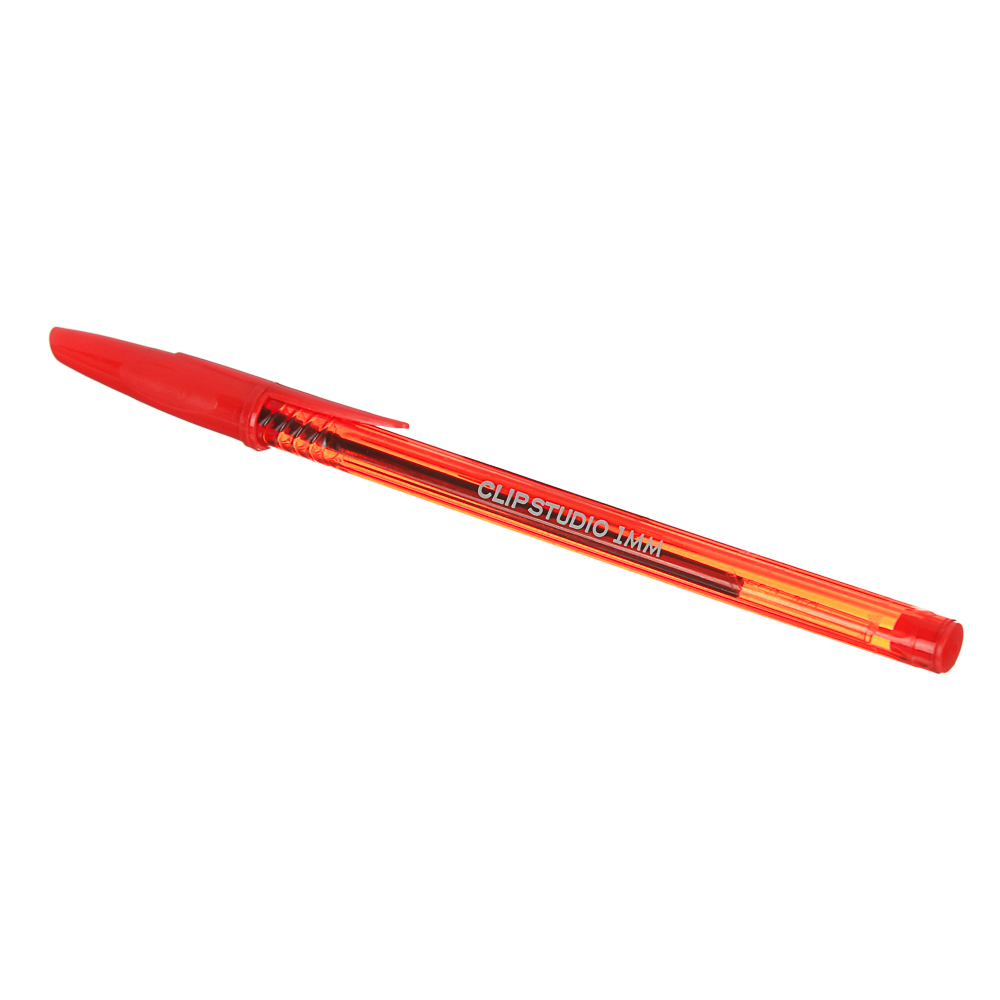 ClipStudio Ручка шариковая синяя, цветной прозрачный корпус, 1 мм, 4 цвета корпуса, инд.маркировка - #2