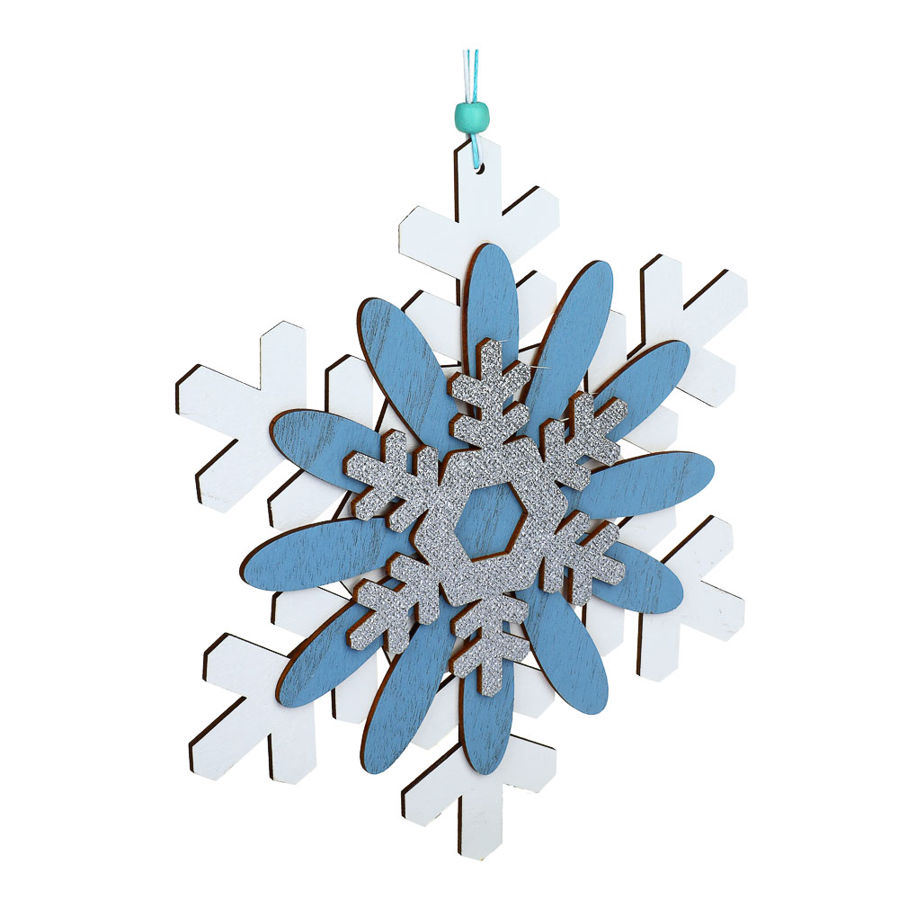 СНОУ БУМ Сувенир-подвеска в виде снежинок, 23 см, дерево, 3 дизайна - #3