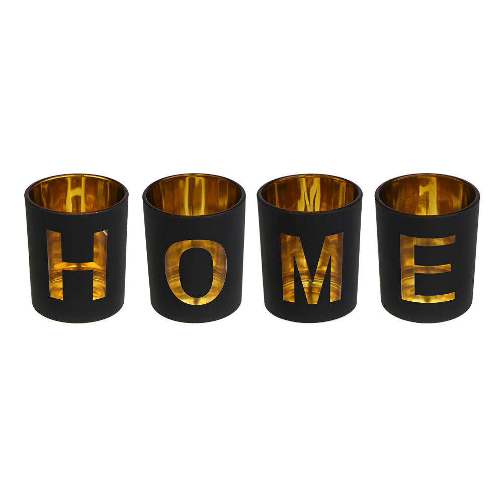 Набор подсвечников на подставке тм LADECOR 4 шт 6х6х7,5см, подставка 33,4х11,7х1,5см, стекло, дерево - #7