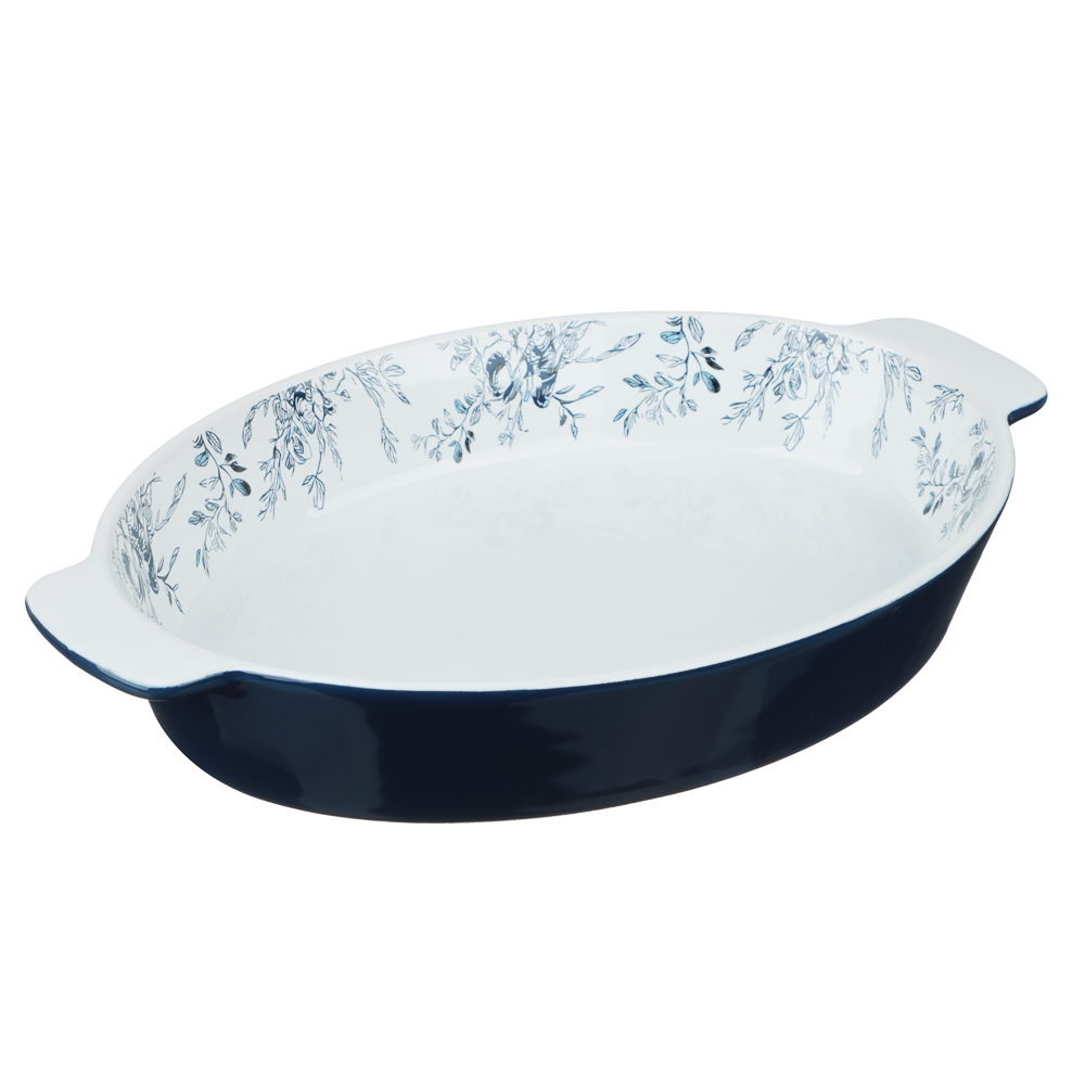 Форма для запекания и сервировки овальная 31х20,5х5см тм MILLIMI цветы, керамика - #1