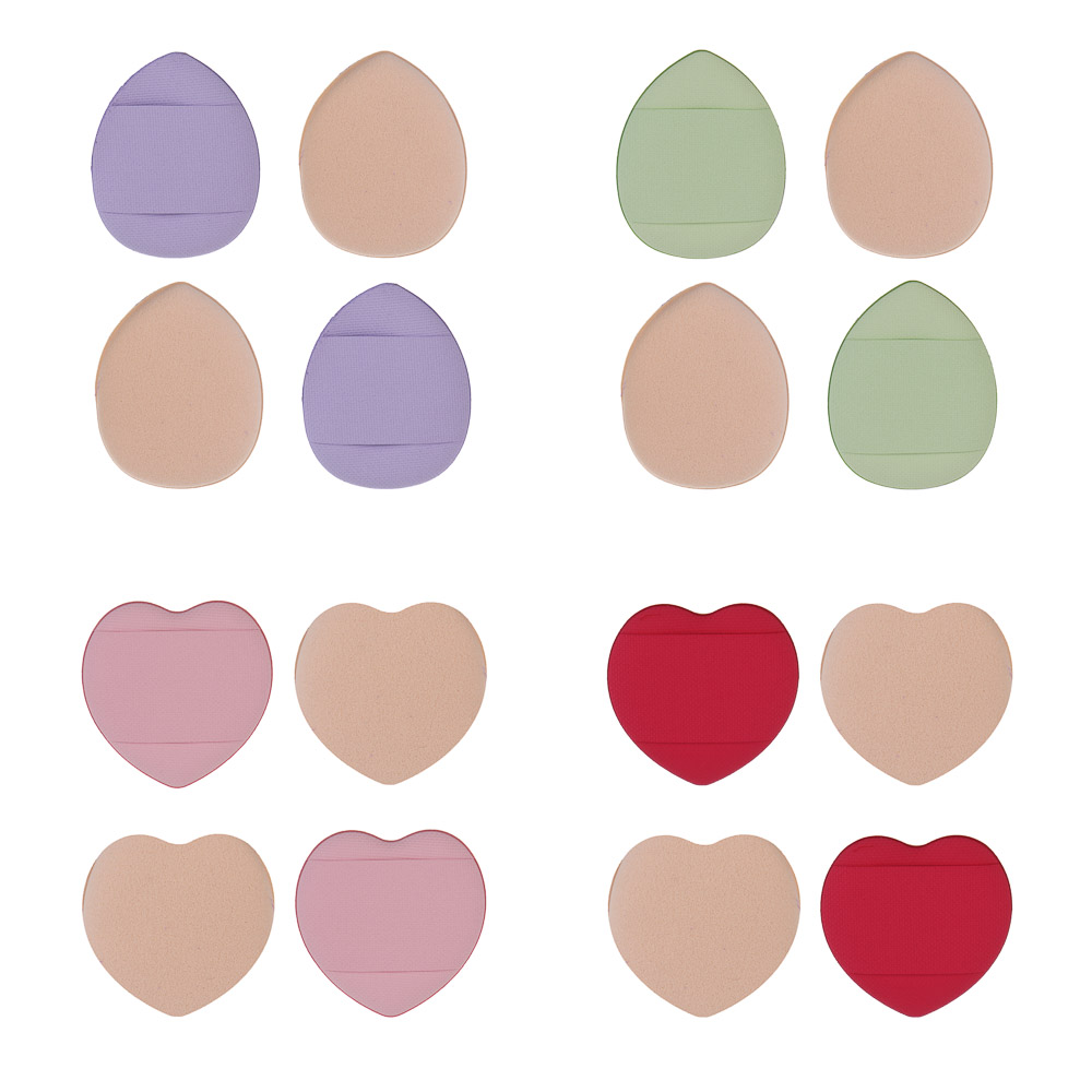 Набор спонжей для тональной основы 4 шт тм ЮНИLOOK, полиуретан, 4 цвета, 2 дизайна - #1