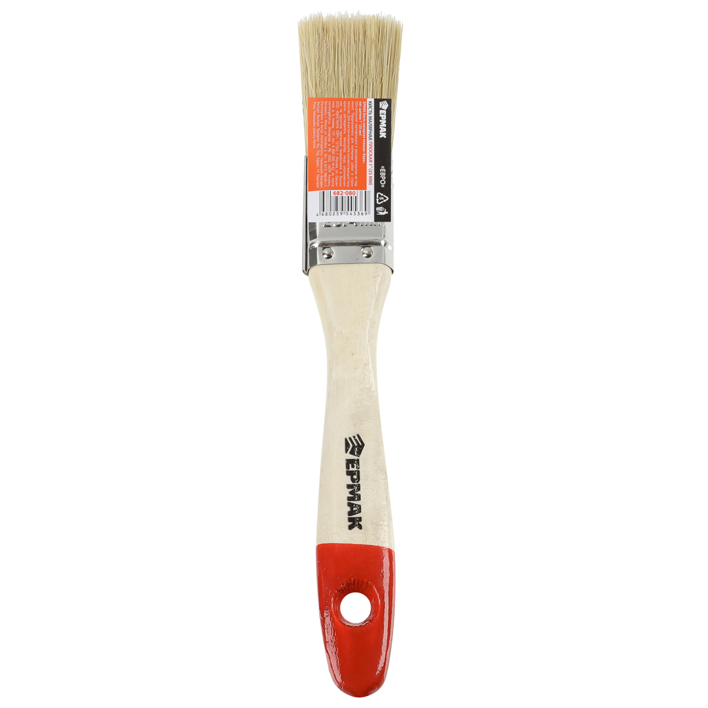 ЕРМАК/HEADMAN Кисть малярная плоская "Евро" нат. щетина 1" (25мм) - #4