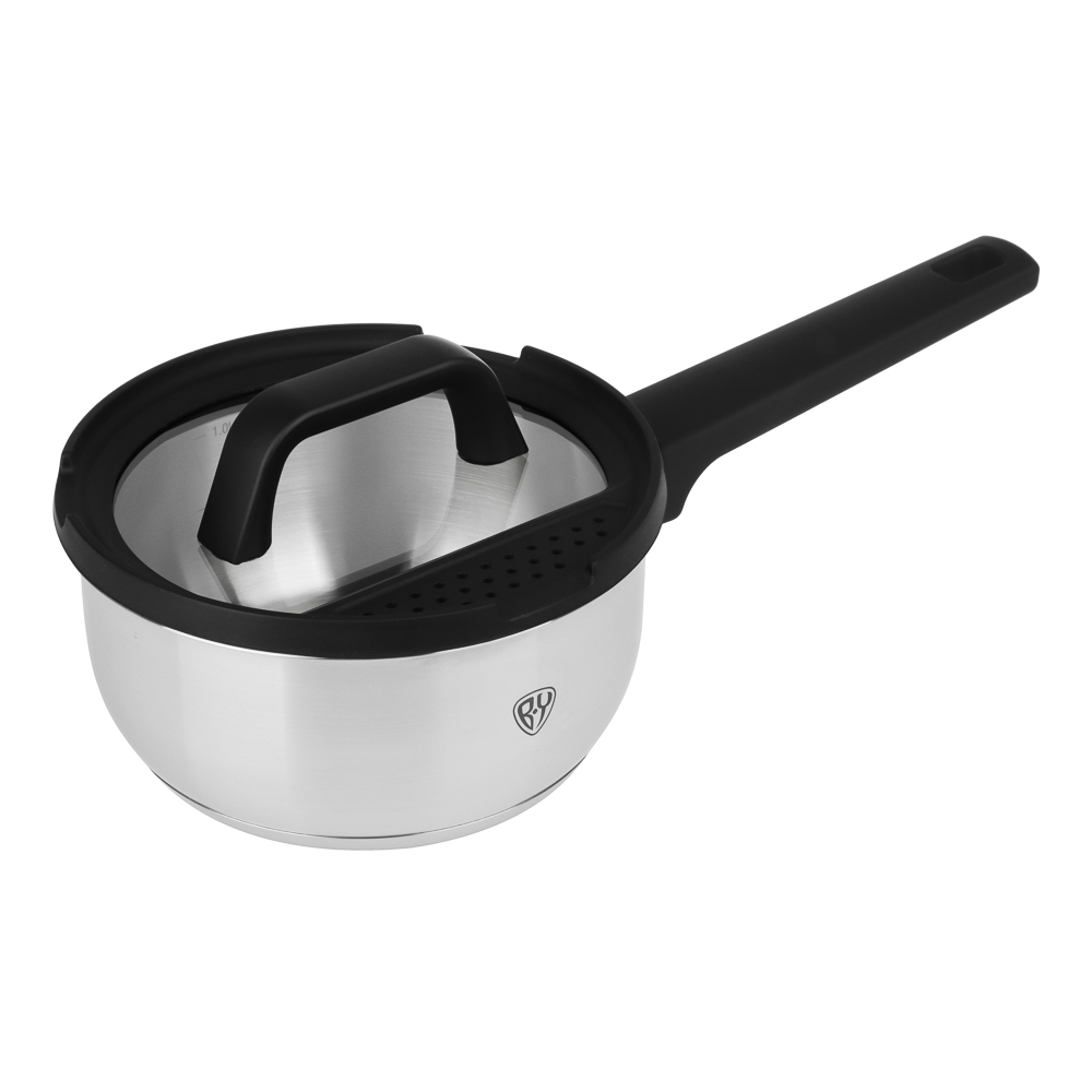 BY COLLECTION Inta Набор посуды кухонной 7пр, кастрюли 5л; 3л; ковш 1,5л; сковорода 24см, нерж.сталь - #12