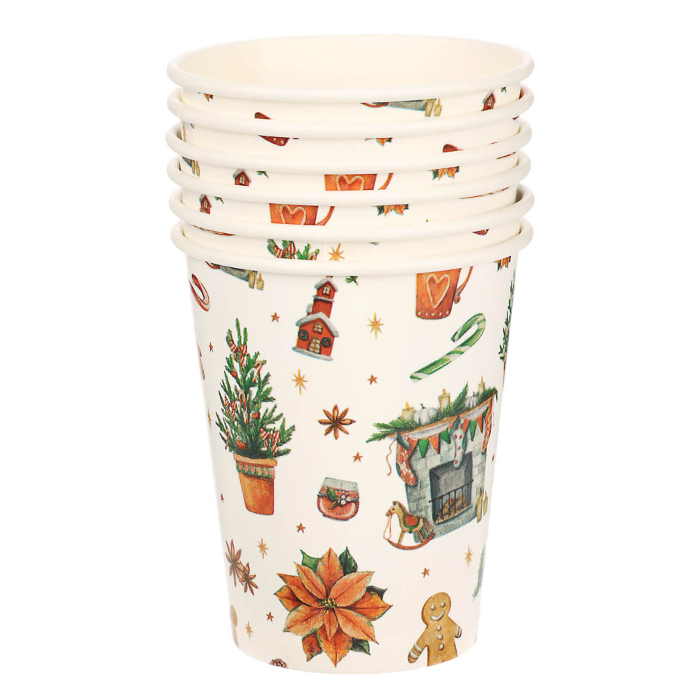 Набор бумажных стаканов Новогоднее настроение, 6 шт*250 мл - #3