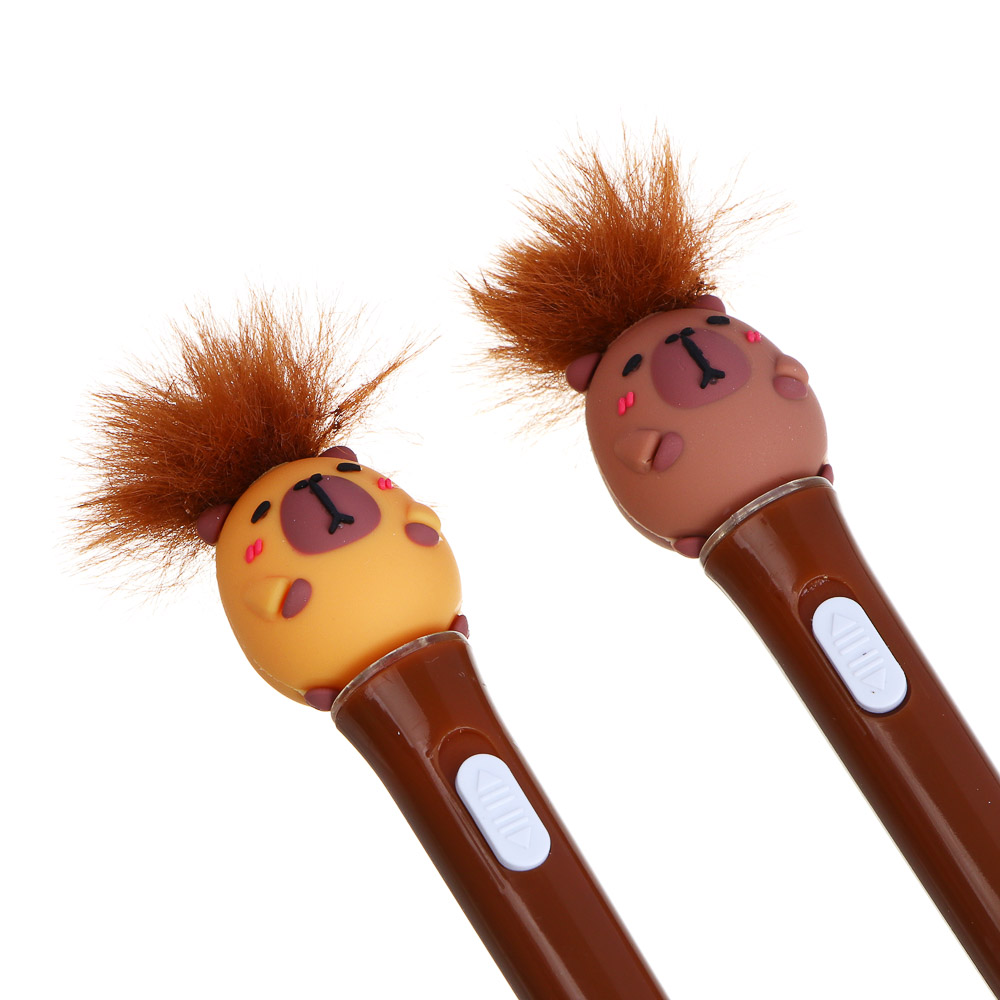 Ручка шариковая синяя с подсветкой и фигуркой "Капибара", 2 дизайна, шоу-бокс - #4