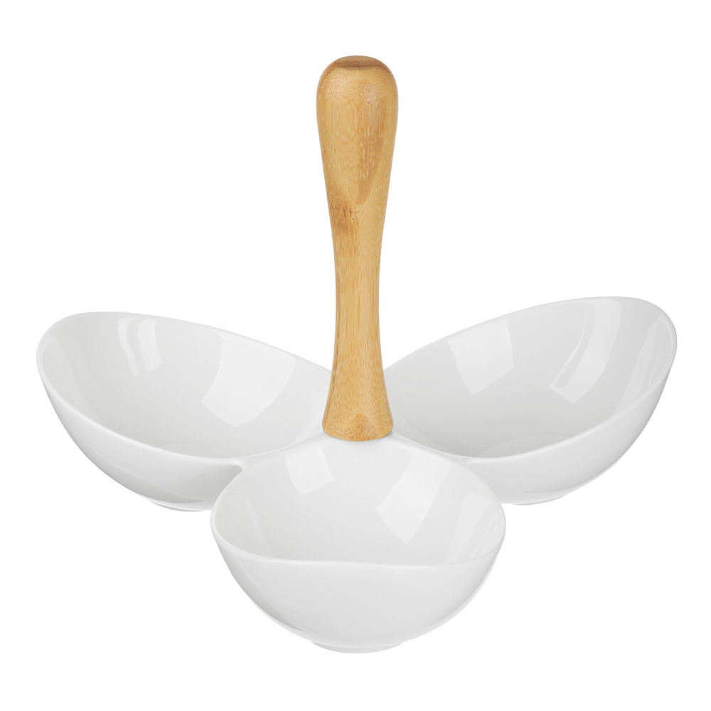 Менажница тм MILLIMI, 22,5х20.5х16см, фарфор, бамбук - #1