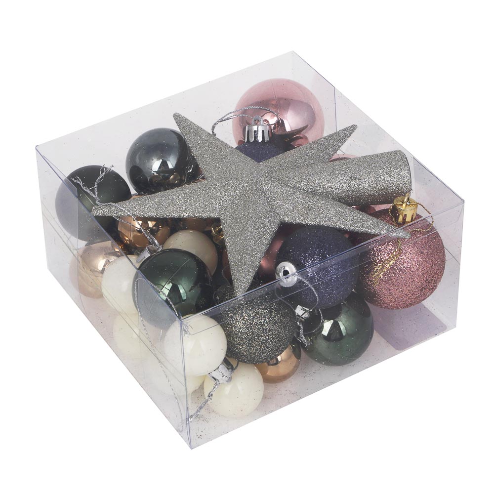 СНОУ БУМ Набор шаров и украшений, 30 шт, 3см, 4см, 5см, ассортимент цвета - #5