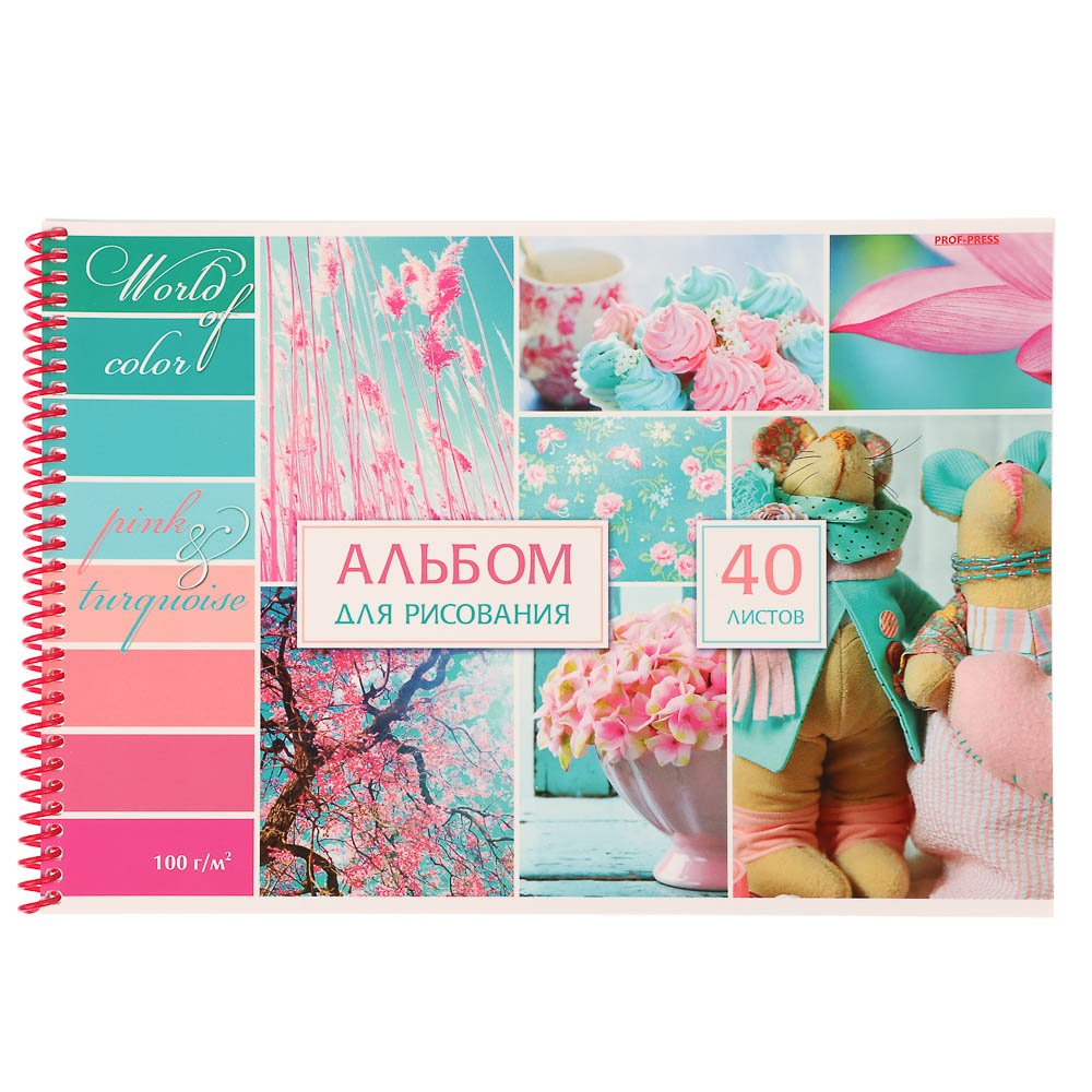 Альбом для рисования A4 40л., офсет 100г/м2, обл.картон, спираль, микс - #9