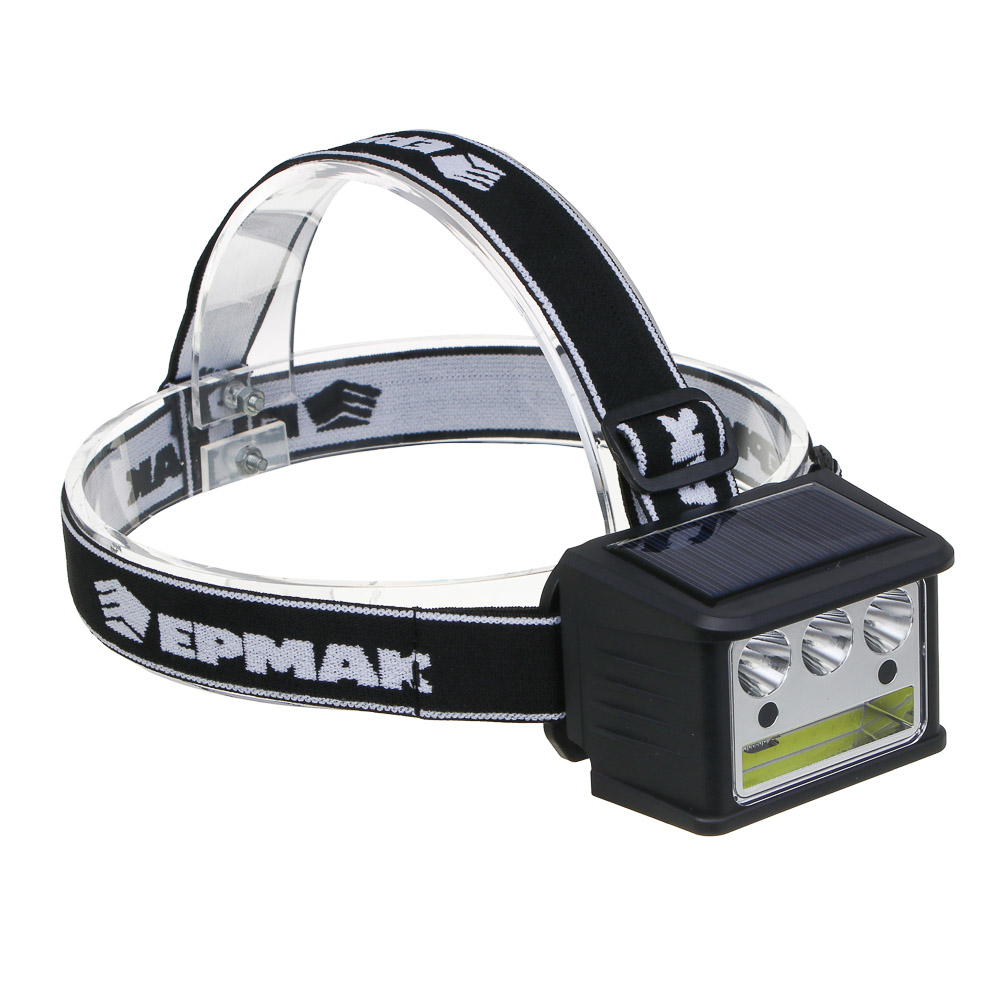 Фонарь налобный тм ЕРМАК,LED COB, 5 режимов,800мАч, Type-C, солн. батарея, красный свет, 78х55х56 мм - #1