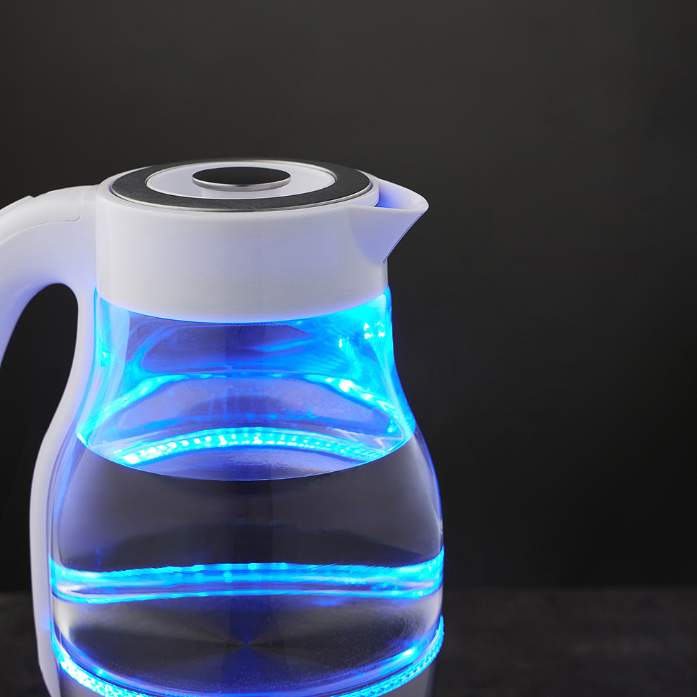 LEBEN Чайник электрический 1,7 л., 2200 Вт., стекло, белый пластик - #14