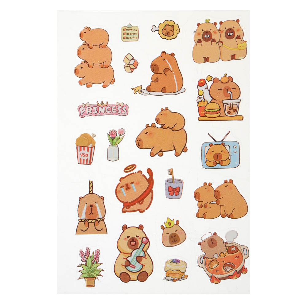 Записная книжка "Капибара" 10х13см, с наклейками, брелоком и лопаткой, PET, бумага, 6 диз., шоу-бокс - #8