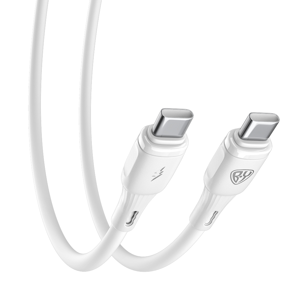 Кабель для зарядки Type C-Type C BY Twist, 60Вт, 1 м, 5A, гибкий силикон, белый - #6