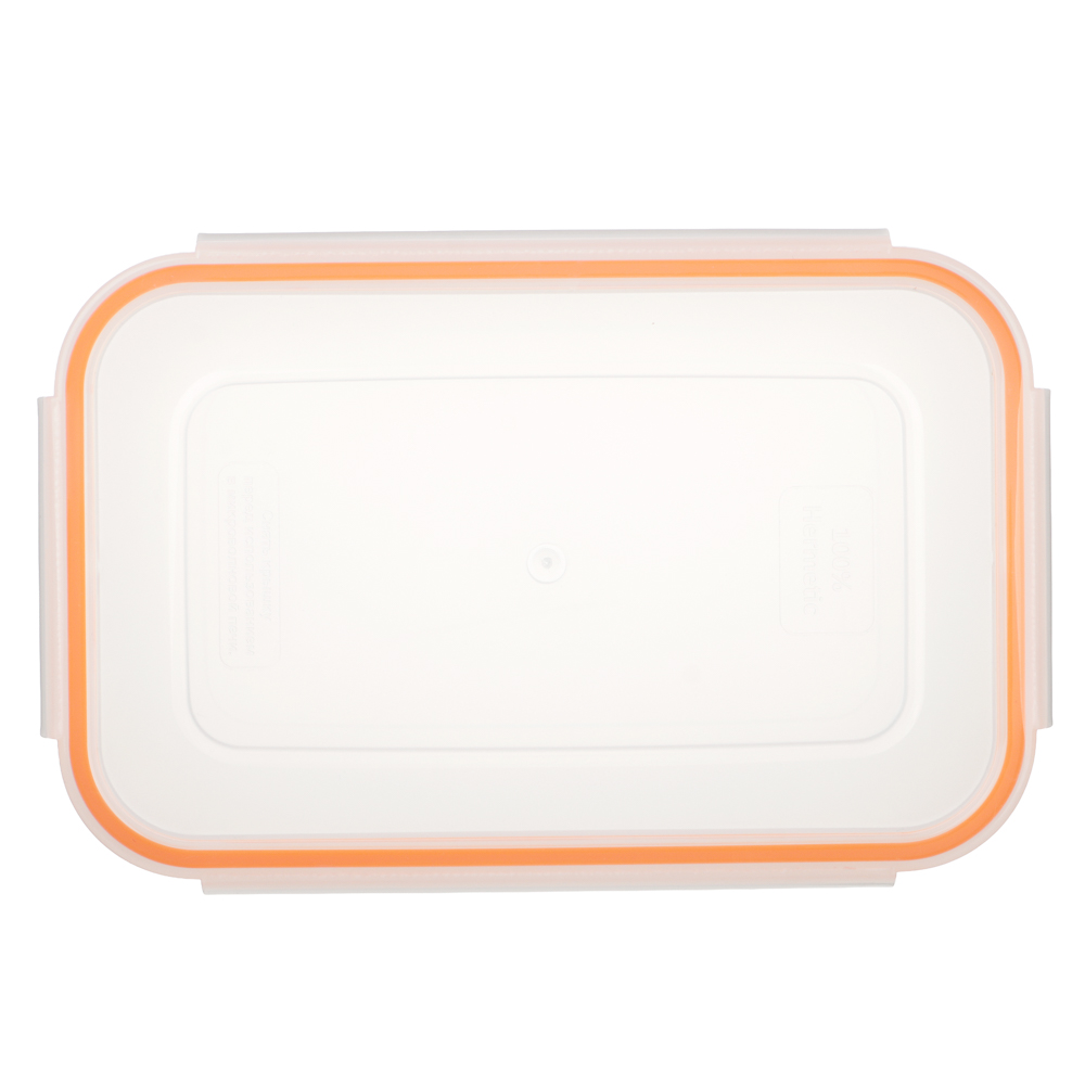 Контейнер пищевой герметичный с защелками 1,4л, прямоугольный конусный, пластик - #6