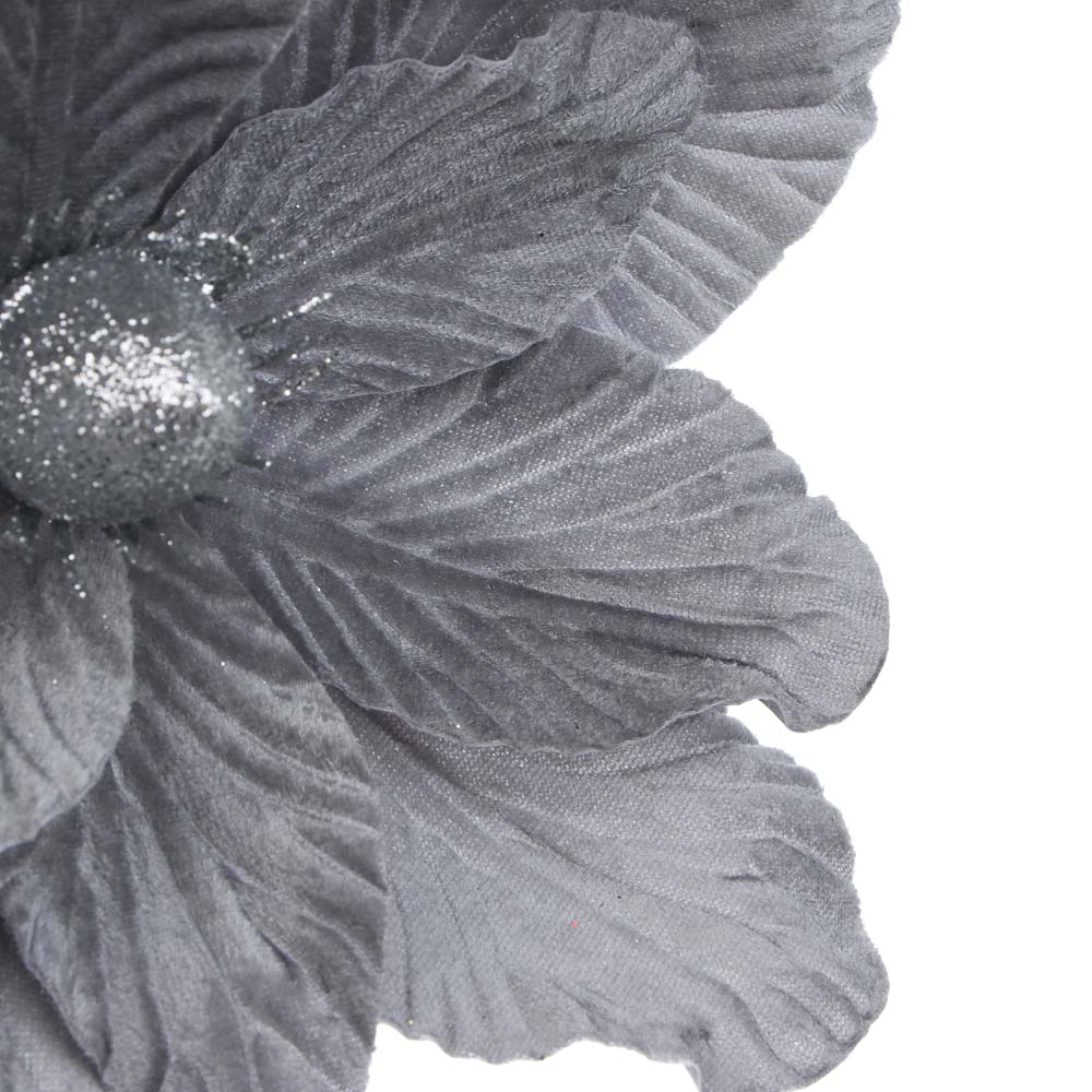 СНОУ БУМ Цветок Магнолия на клипсе 22 см, металл, полиэстер, глиттер, цвета в ассортименте, 3 цвета - #3