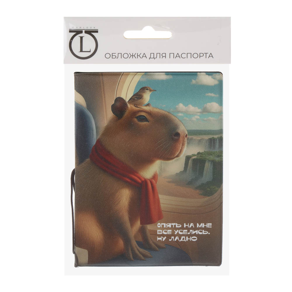 Обложка для паспорта тм ЮL с отд.для карт и удерживающей резинкой, ПВХ, 13,7х9,6см, 6 дизайнов, #3 - #6