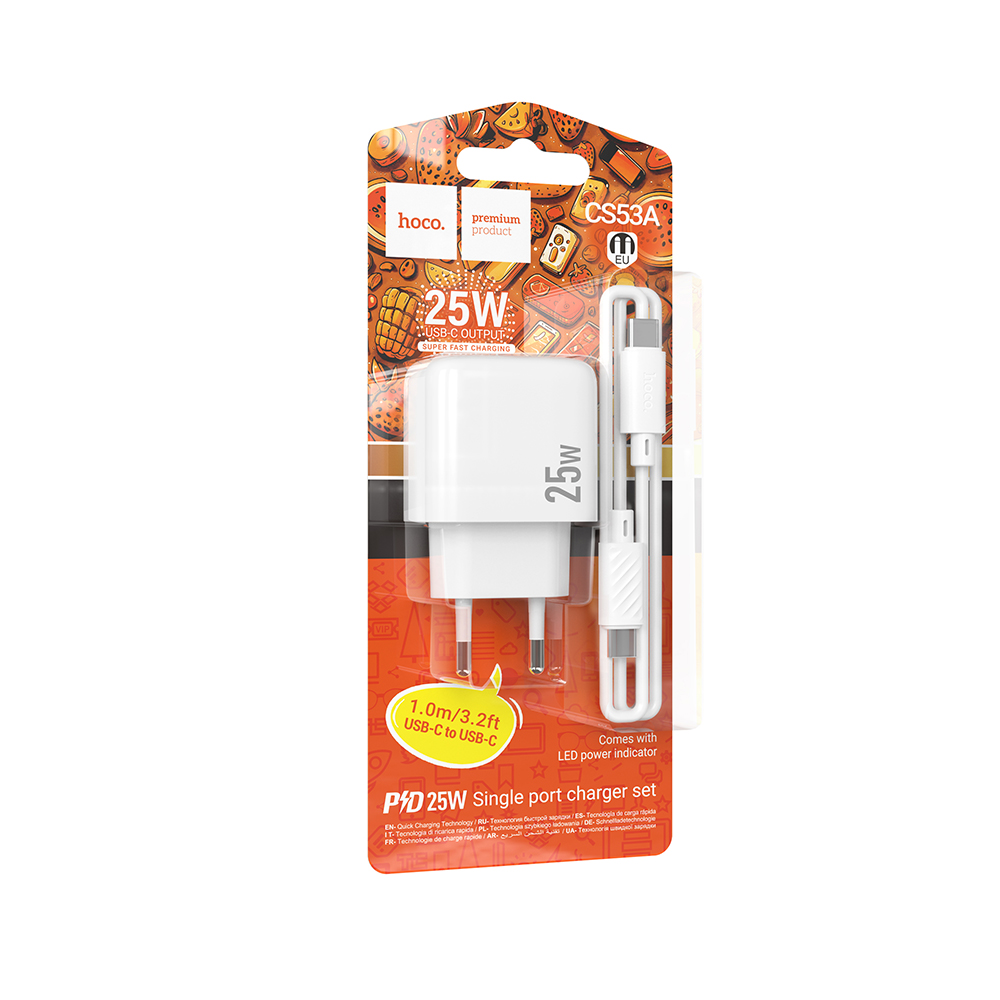 Комплект СЗУ hoco. модель CS53A, USB-C, PD25Вт, каб. C-C, белый - #2