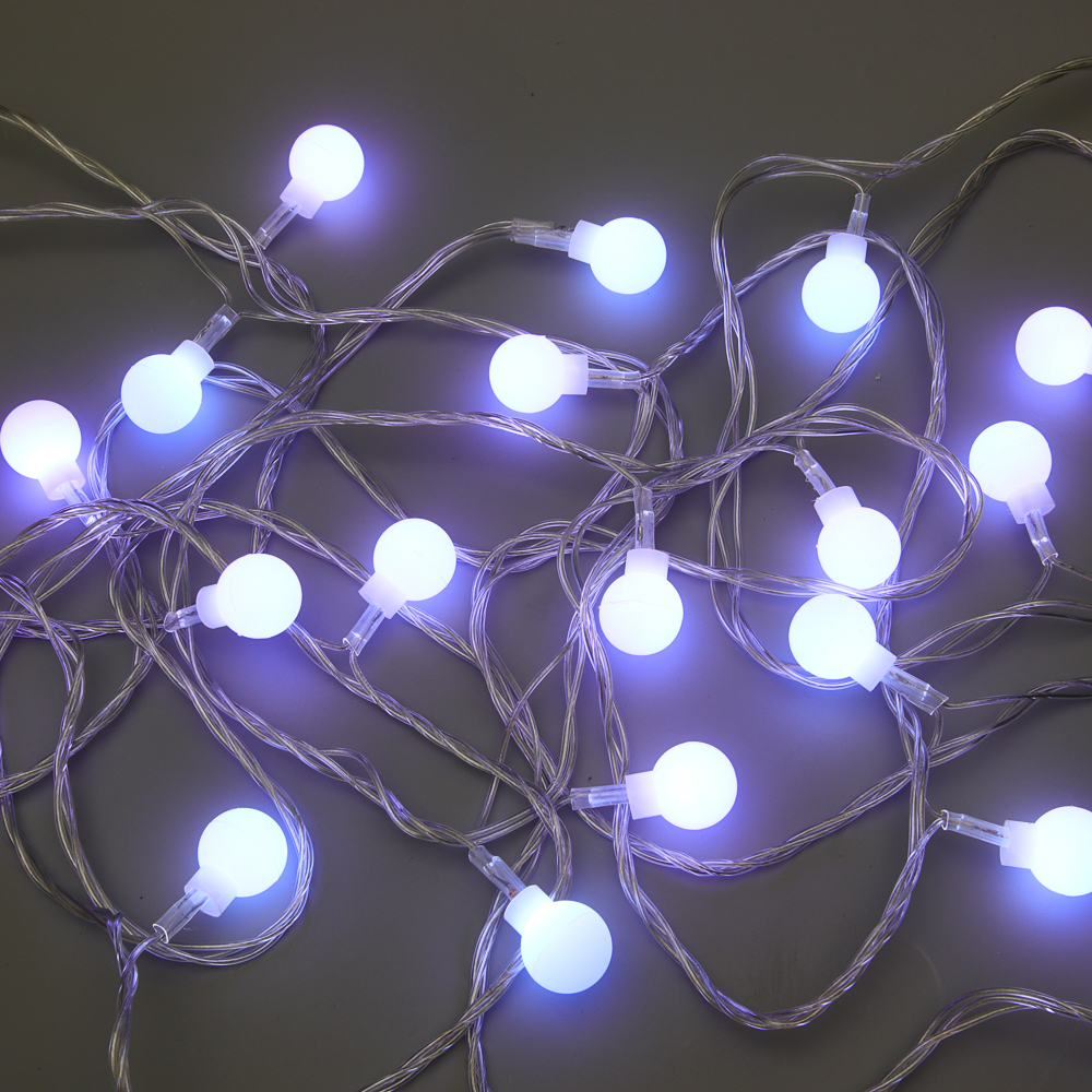СНОУ БУМ Гирлянда эл. вьюн 4м, 20LED, шар 1,6см, белый, пост. свечение, ПВХ прозрачный, 220В - #6