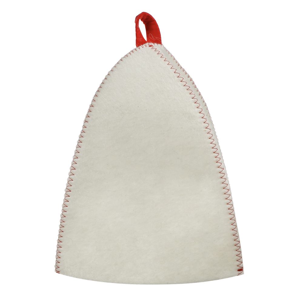 Шапка банная с вышивкой КОНЬ, войлок белый/серый - #8