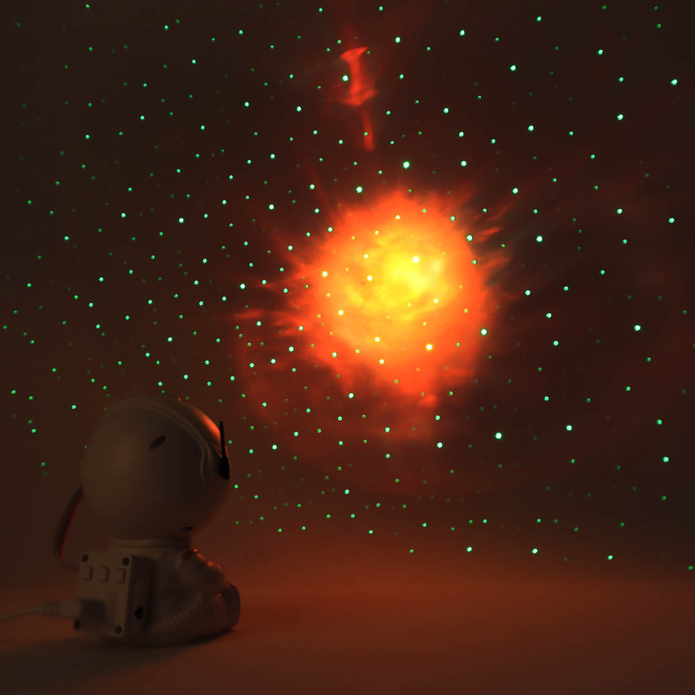 Светильник-ночник проектор неба BY Космонавт, 5W, пульт ДУ, USB, 9x8x13см, пластик, белый - #7