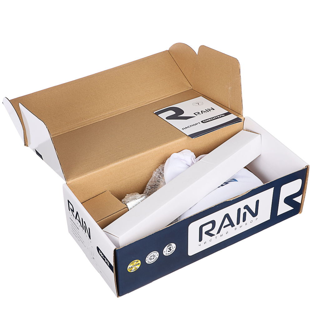 RAIN Смеситель для ванны Авантюрин, прямой излив 35см, душ. набор, картридж 35мм, латунь, хром - #7