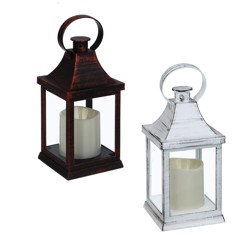 Светильник декор. LED в виде фонаря тм СНОУ БУМ, 10,5x10,5x21см, PP, стекло, 3xAAA, 1 режим, 2 вида - #1