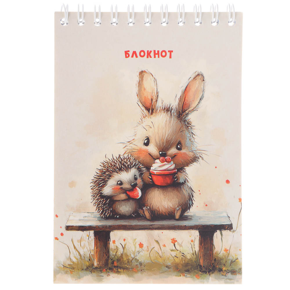 Блокнот А6, 40л., офсет, обложка картон, спираль, в клетку, 9 диз. - #2