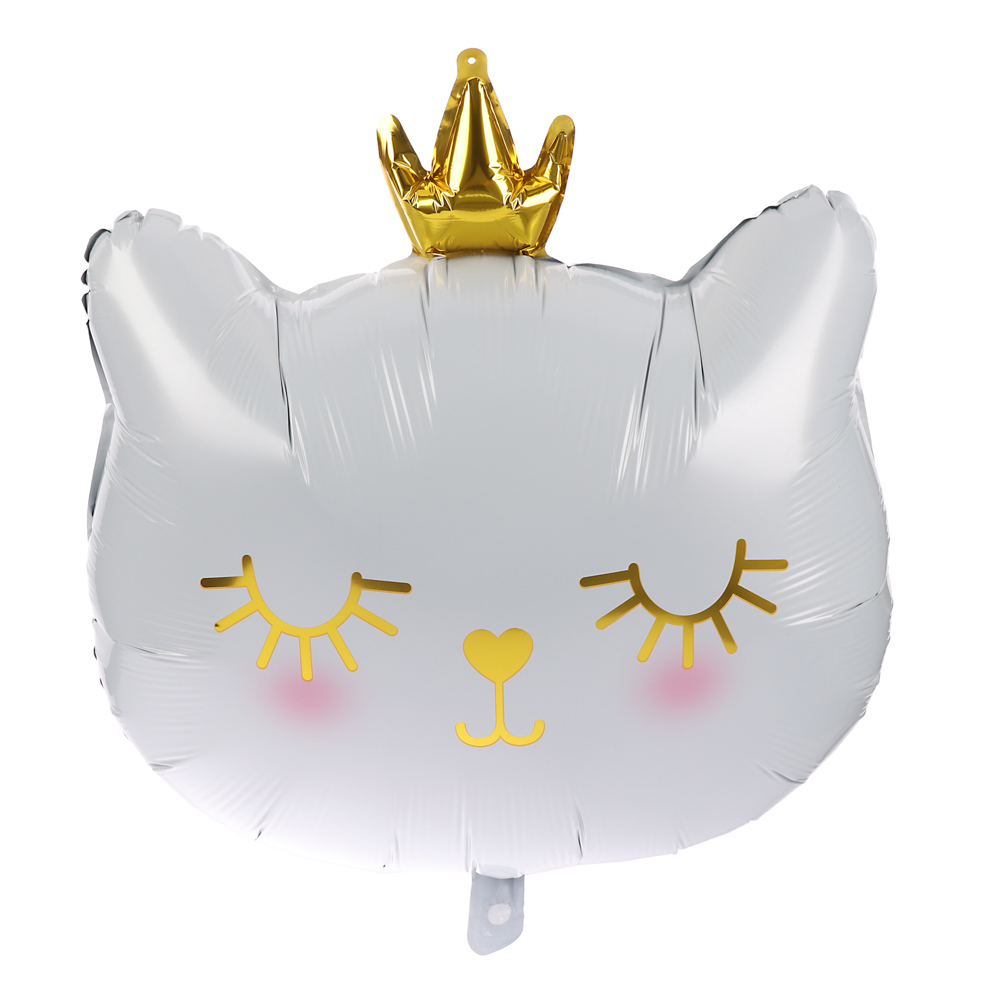 Фигура фольгированная тм Веселая Затея Кошка в короне голова белая, 70x100 см - #1
