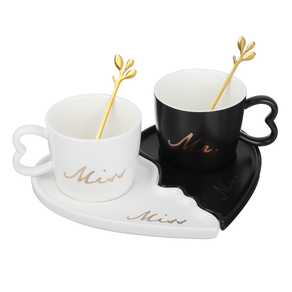 Чайный набор 4пр. 180мл, тм MILLIMI Сердце, фарфор, металл - #2