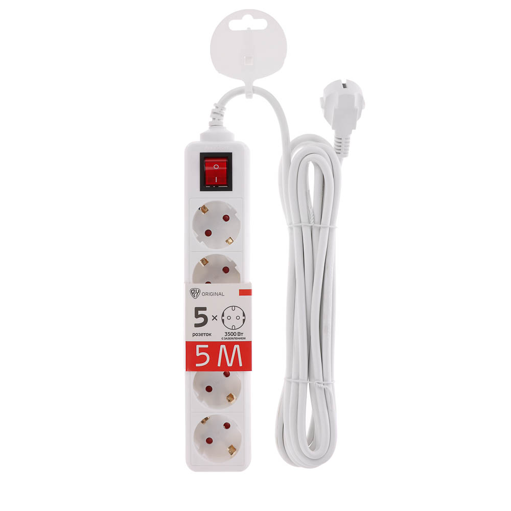 Удлинитель 5 гнезд 5м BY , с зазем и выкл., евро, с защит. шторками, 16A 3500Вт - #2