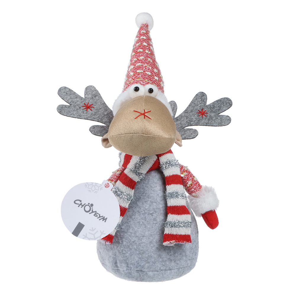 СНОУ БУМ Фигура декоративная "Лось" 39 см, полиэстер, красный, серый - #8