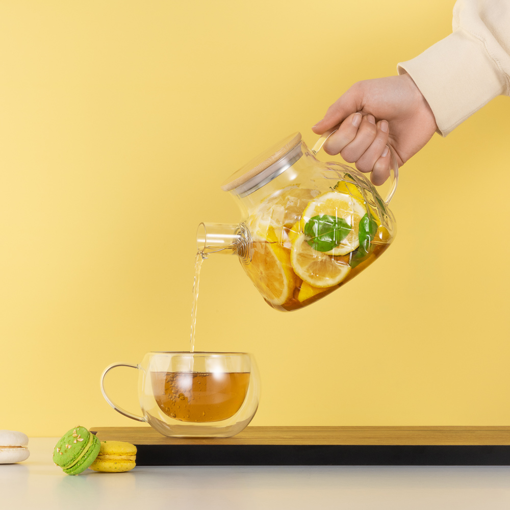 VETTA Чайник заварочный 1000мл, с металл.фильтром, бамбуковая крышка, стекло - #14