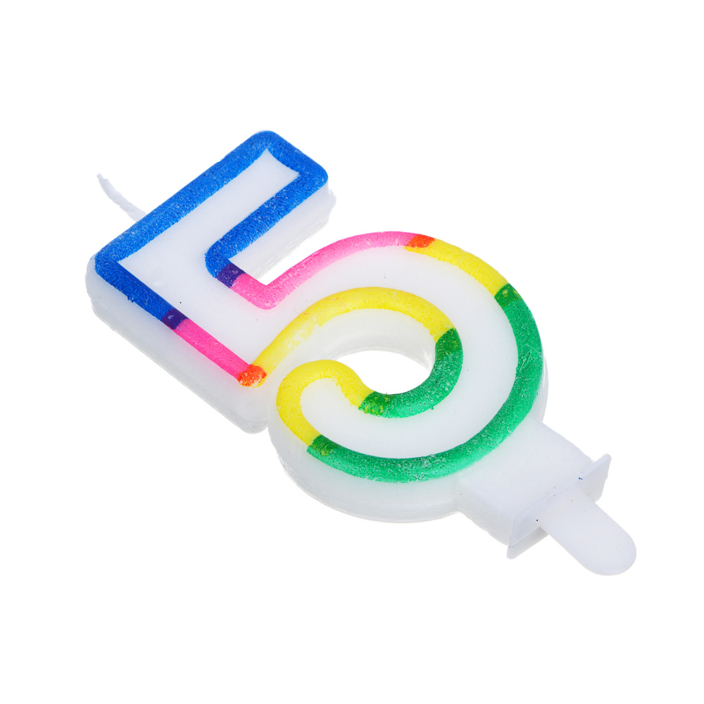 Капитан Весельчак Свеча для торта в форме цифры, с подставкой (5), парафин, PP - #3