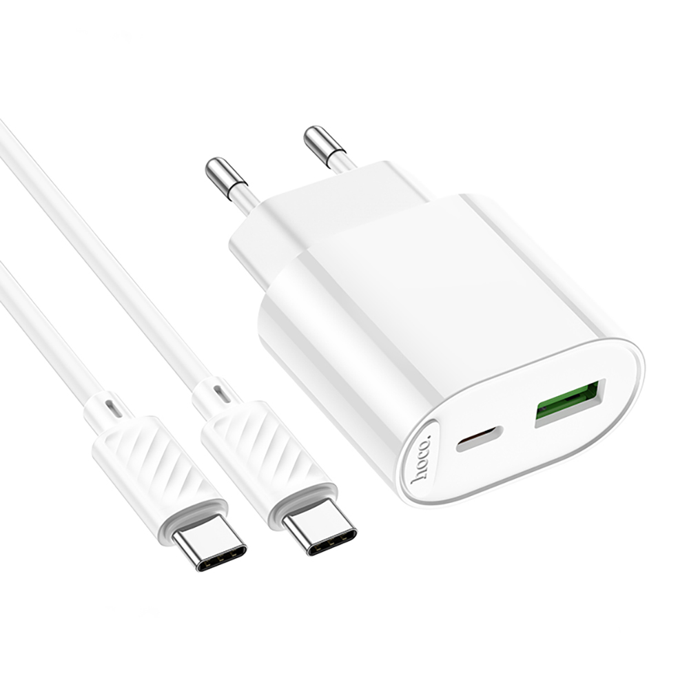 Комплект СЗУ hoco. модель C109A, PD20Вт+QC3.0, каб. C-C, белый - #3