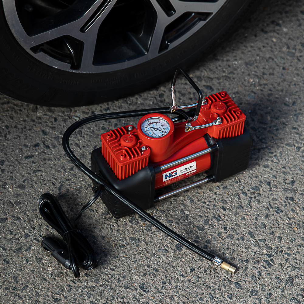 ЕРМАК Набор 12 предметов с 2-х поршневым компрессором 12В, 60л/мин, 180Вт - #17