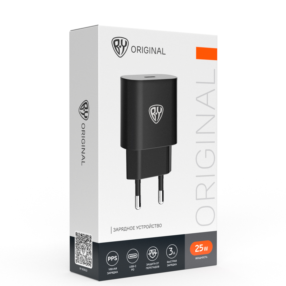 BY Сетевое зарядное устройство Galaxy 25Вт, USB-C, QC, PD, PPS, 110-240 В, 50-60 Гц, пластик, черный - #2