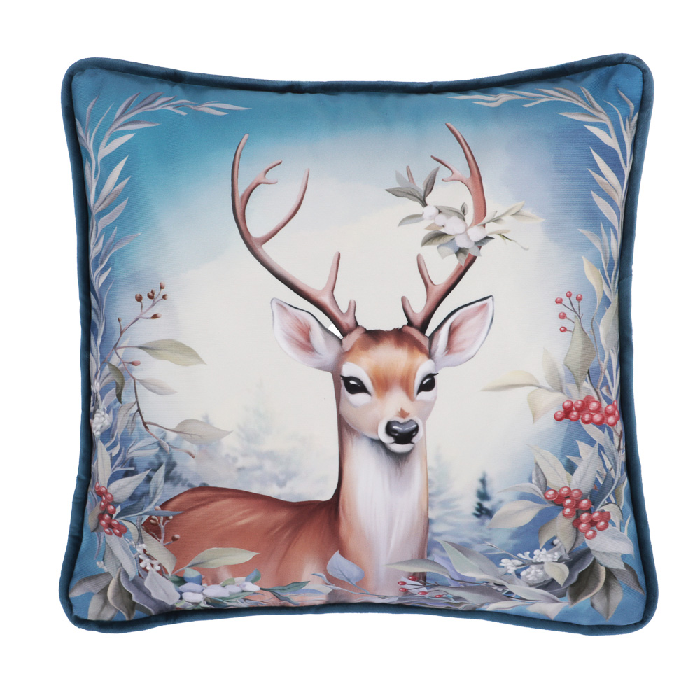 PROVANCE Нордик Чехол для подушки велюр, 40х40см, 100% полиэстер, олень - #1