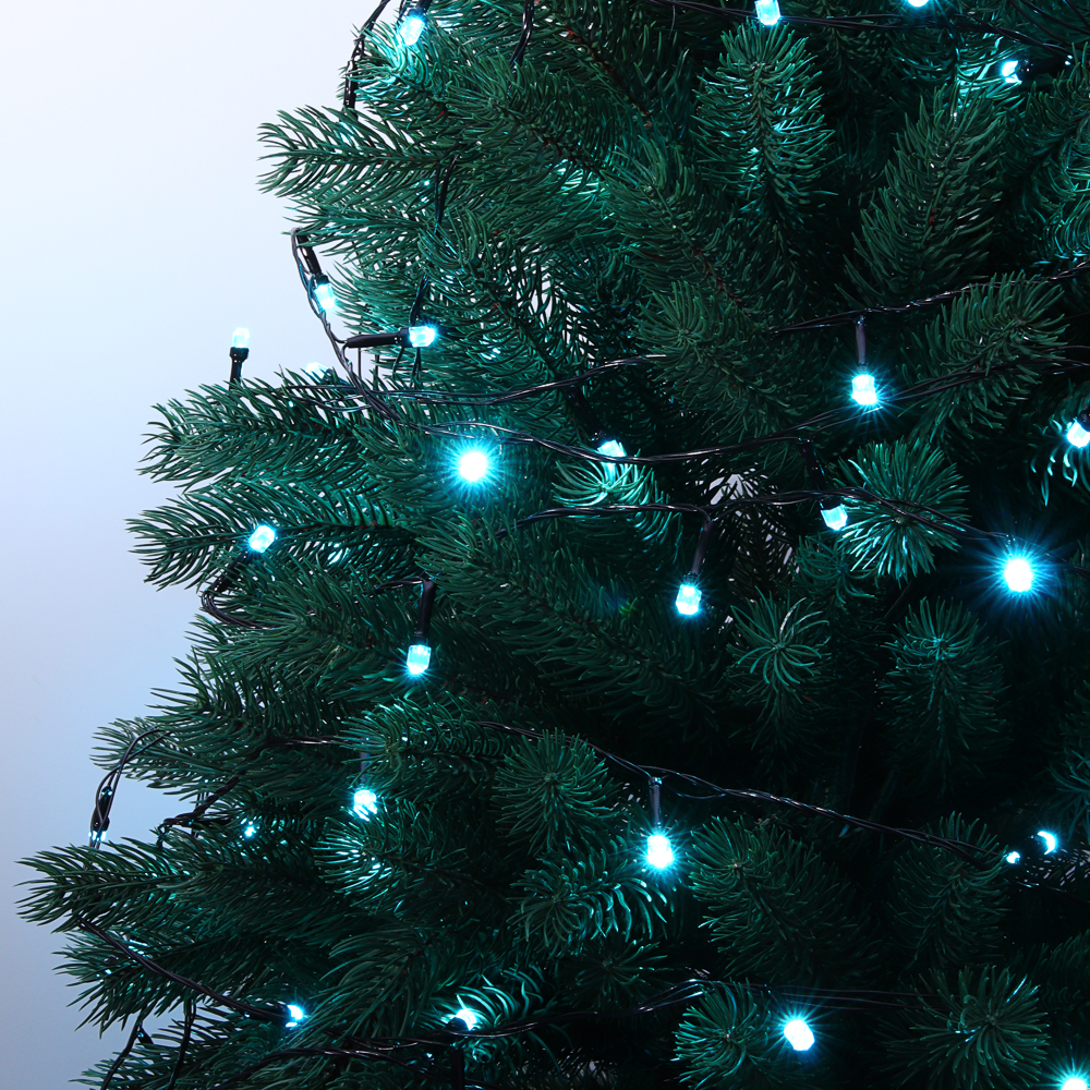 СНОУ БУМ Гирлянда эл. вьюн 10м, 100LED, аква, 8 режимов, ПВХ черный, 220В - #12