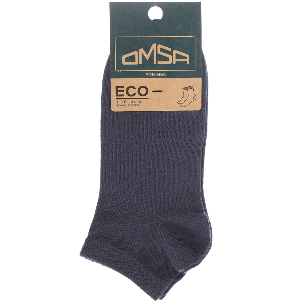 OMSA ECO 402 Носки мужские укороченные, р.39-41, 75% хлопок, 20% полиамид, 5% эластан, темно-серый - #4