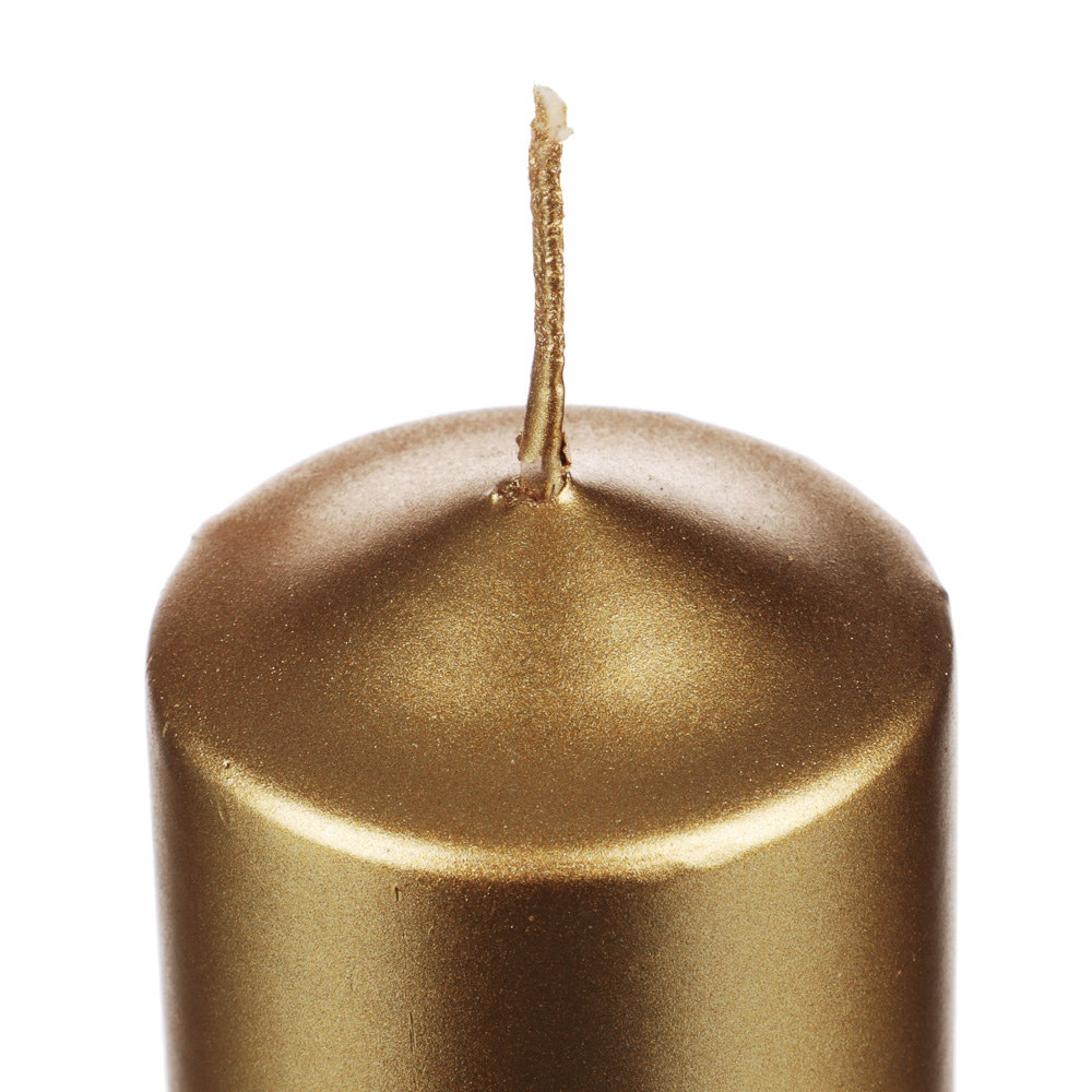 Свеча-столбик золотая, 5х12 см - #2