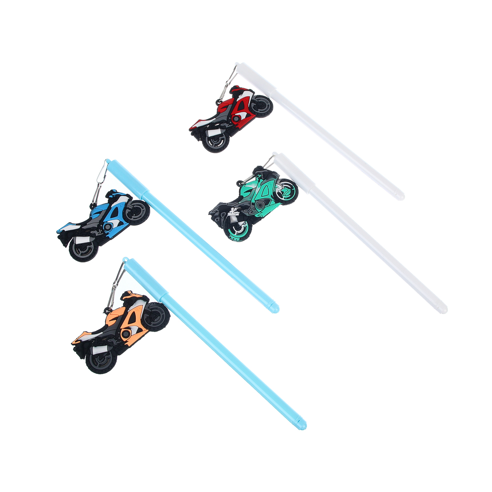 Ручка гелевая черная 0,5мм, с фигуркой "Мото", 4 вида - #1