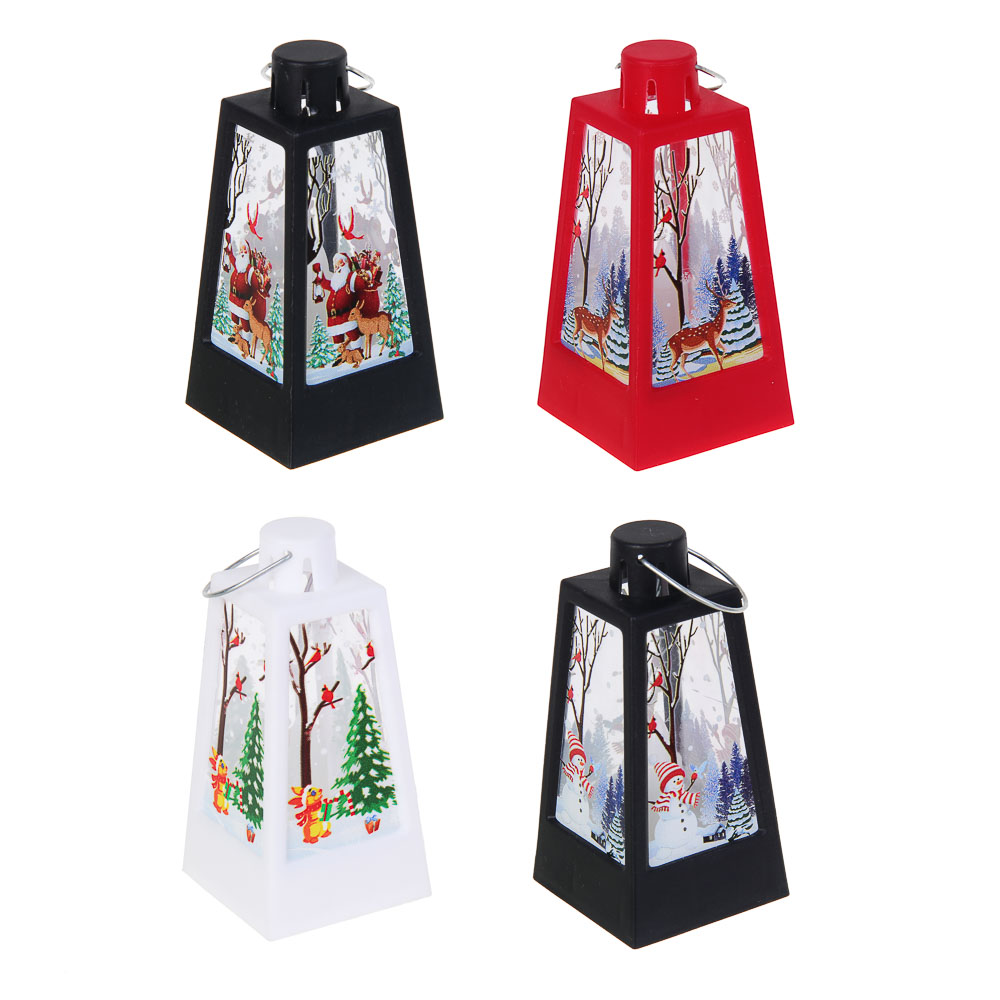 СНОУ БУМ Светильник декоративный LED в виде фонаря, 4,5x9,2см, PP, 3хAG10, 1 режим, 4 дизайна - #1