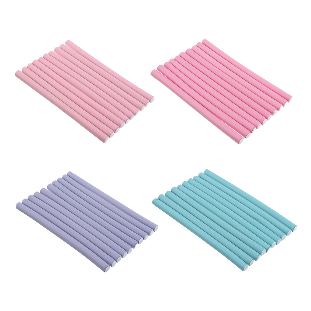 Папильотки ЮНИLOOK 10 шт, 25x1,5см, пластик, резина, 4 цвета, ACS-79 - #1