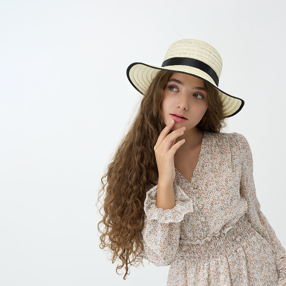 GALANTE Шляпка женская с контрастной окантовкой, р-р 56, 100% целлюлоза, 3 цвета - #19