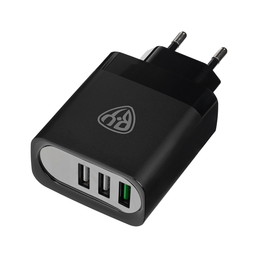 BY Сетевое зарядное устройство Максимум, быстрая зарядка QC3.0, 3xUSB, 30 Вт, черный - #6