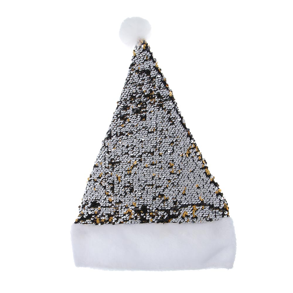 СНОУ БУМ Колпак новогодний с двусторонними пайетками, 28х42см, полиэстер, 3 дизайна - #4